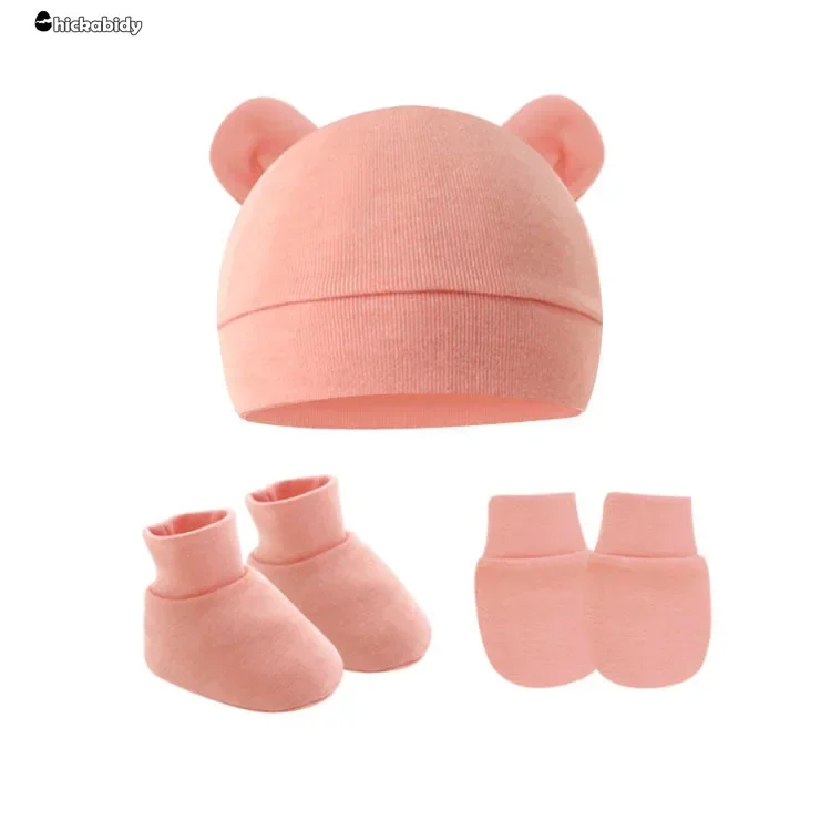 3pcs Big Bow Soft Baby Hat Baby Girls Boys Turban Hat Newborn Infant Cap Knitted Beanies Toddler Headwraps Kids Headwear