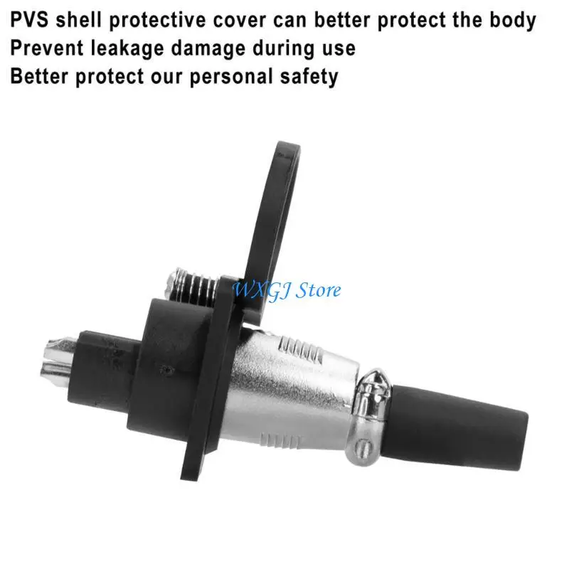 37JE Female Plug Socket with Protective Cover Auto Replacement Accessories 3 Pin Socket Connector Panel Mount Port