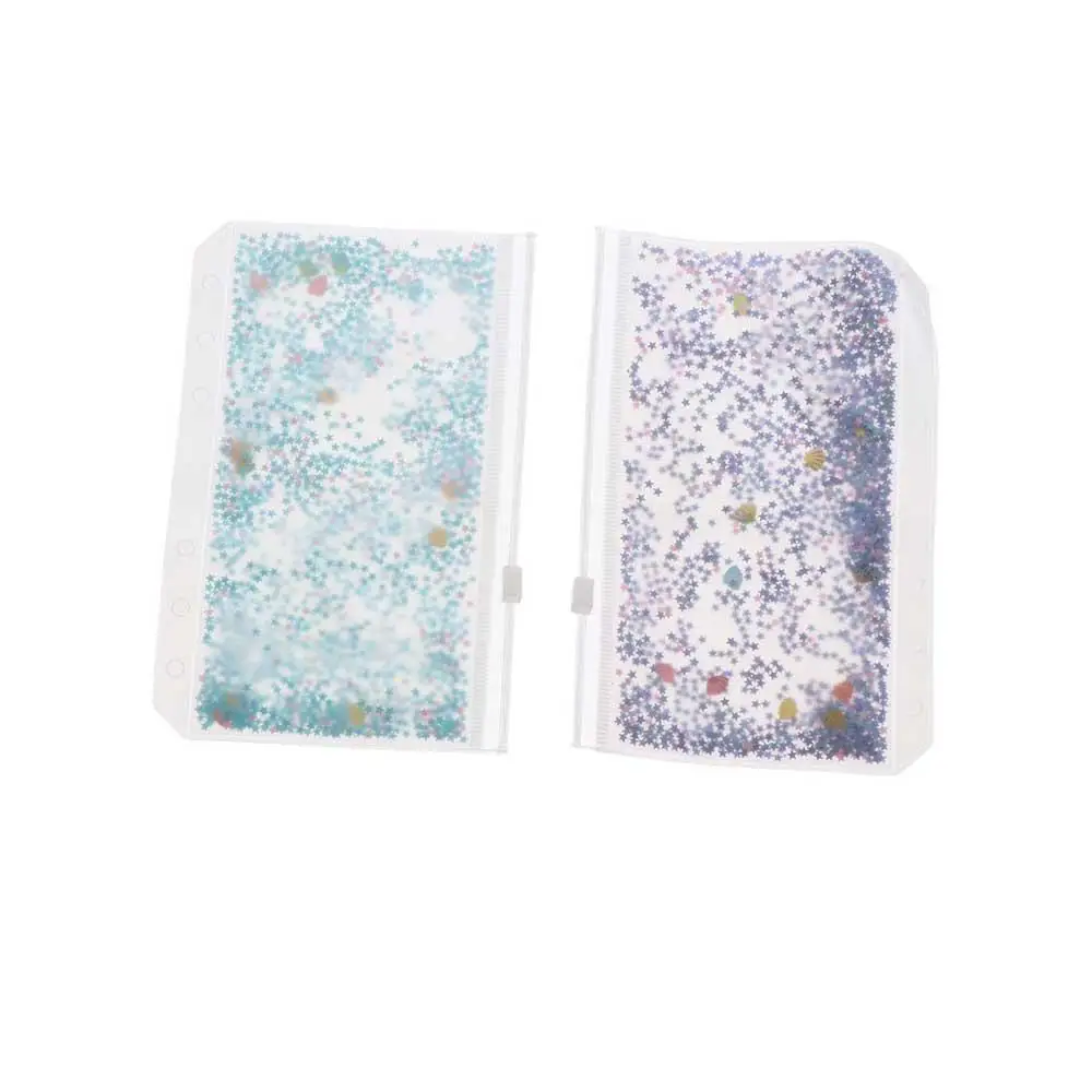 

Office Supplies 1pc Handbook Zipper File Storage Bag Glitter Sequins PVC Binder Storage Pouch Inner Pocket A5/A6 File Holder