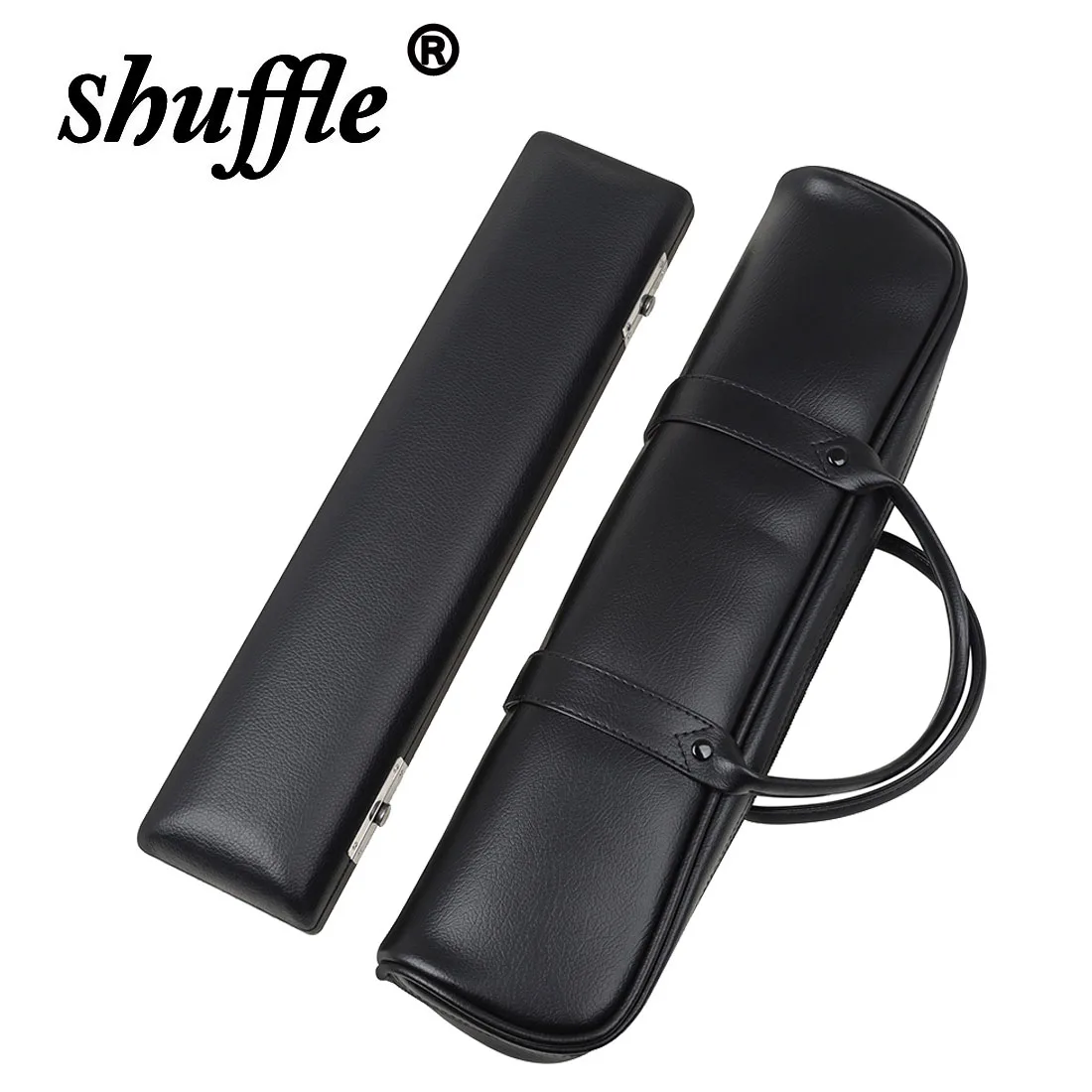 16 Holes Flute Bag Portable Waterproof Leather Flute Case Cover Carrying Bag Black Shoulder Strap Instrument Flute Accessories