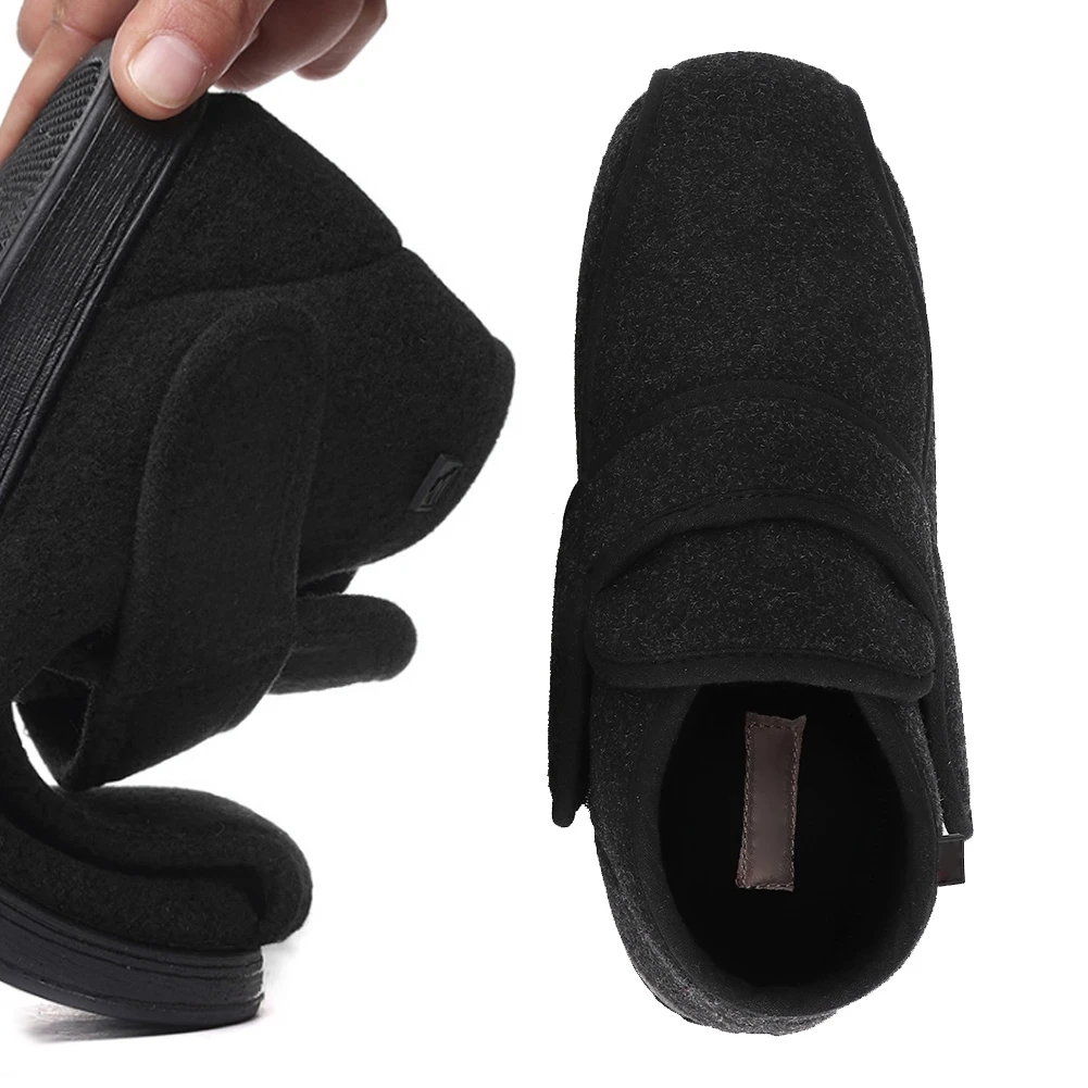 Diabetic Slippers Diabetic Thumb Eversion Deformation Postoperative Care Adjustable Fat Feet Flat Shoes Memory Foam Soles Black