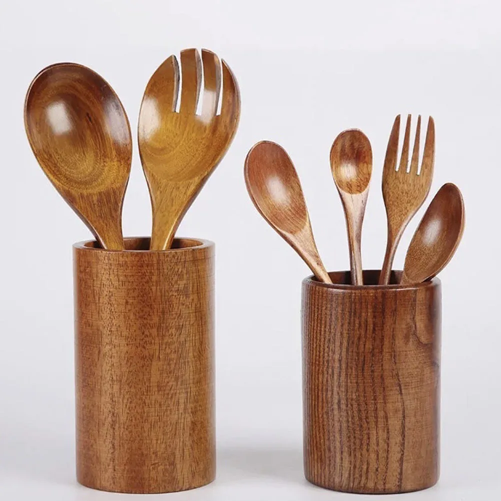 

Wooden Chopsticks Canister Premium Kitchen Flatware Holder Compact Cutlery Organizer Tableware Storage Container Desktop Pen