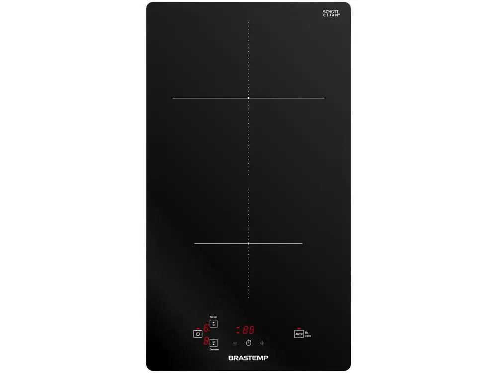 Cooktop 2 Bocas Indução Brastemp Vitrocerâmica Touch com Timer Preto Acendimento Automático BDJ31AE - 220V