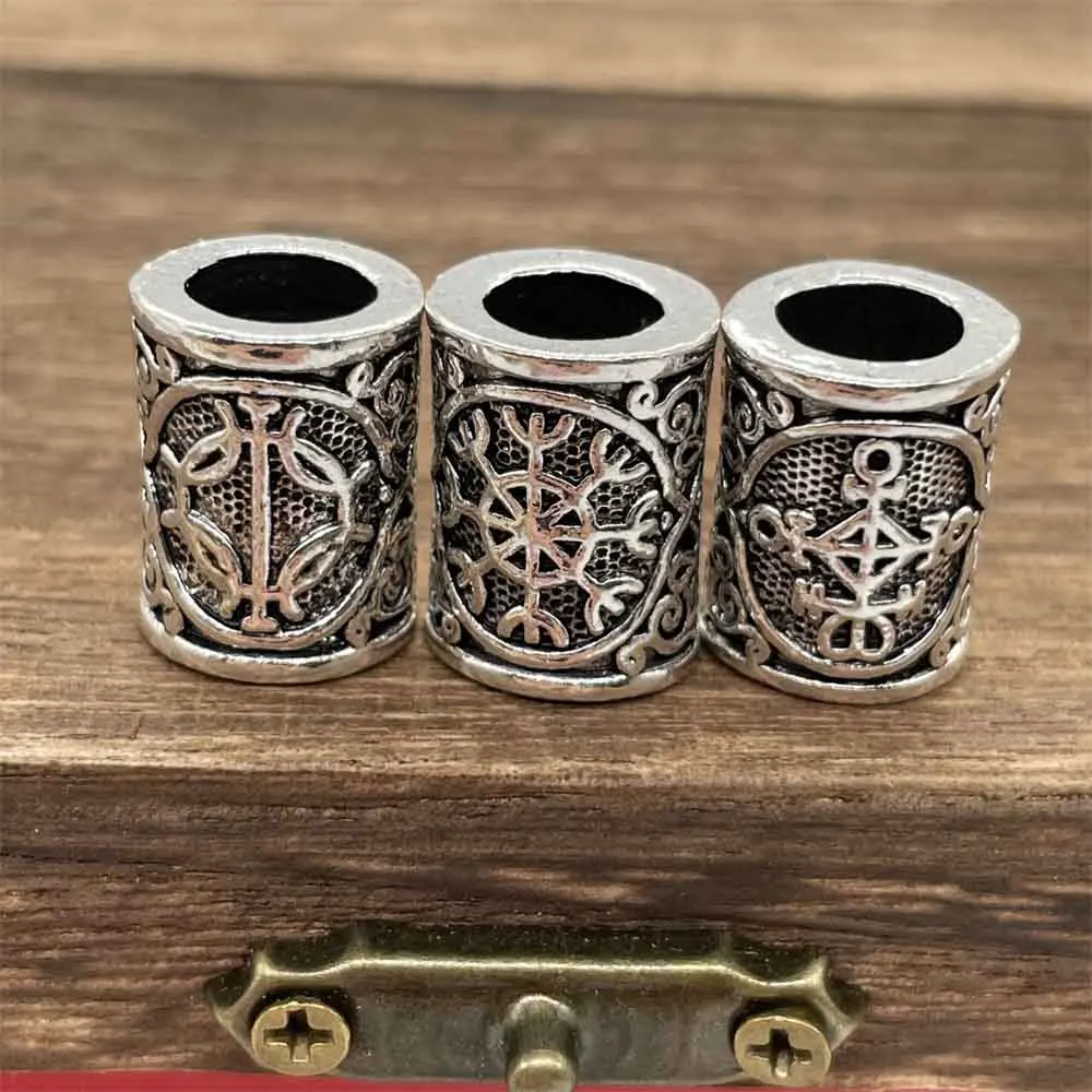 Nostalgia 1pcs Viking Aegishjalmur Hair Beads For Braids Slavic Beard Diy Jewelry Making