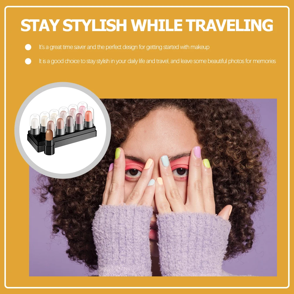 Caja de sombra de ojos, bolígrafo de sombra de ojos resistente al agua, diseño giratorio, No necesita herramientas, juego de lápices de maquillaje de ojos brillantes y mezclables, 12 Uds.