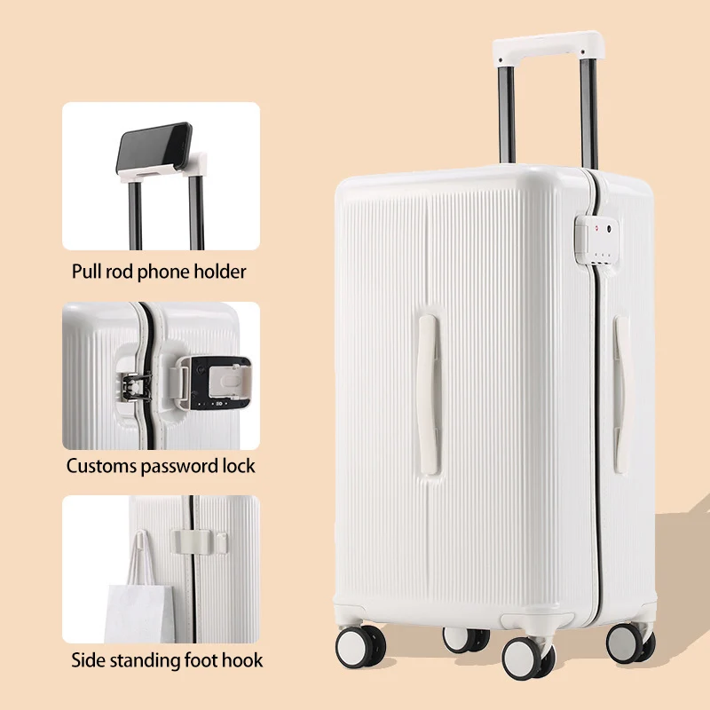 حقيبة ذات سعة كبيرة 20/24/26 بوصة ABS/PC تحمل الأمتعة مع طبقة مزدوجة مقاومة للانفجار وسحاب تخزين عميق للسفر