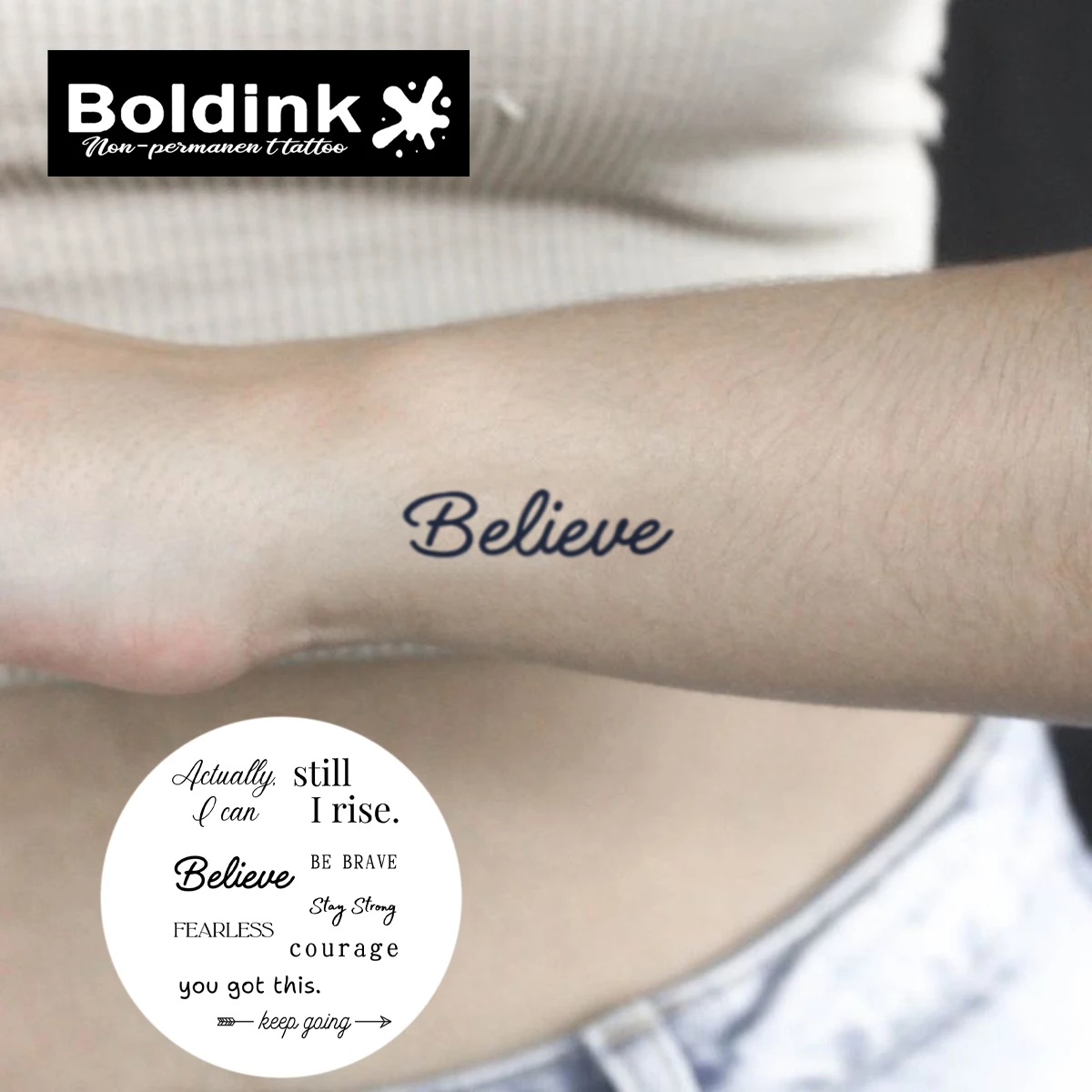 Courage Boldink Temporary Tattoo,Lasts To 15 Days New Technology Magic Waterproof Semi Permanent Sticker.