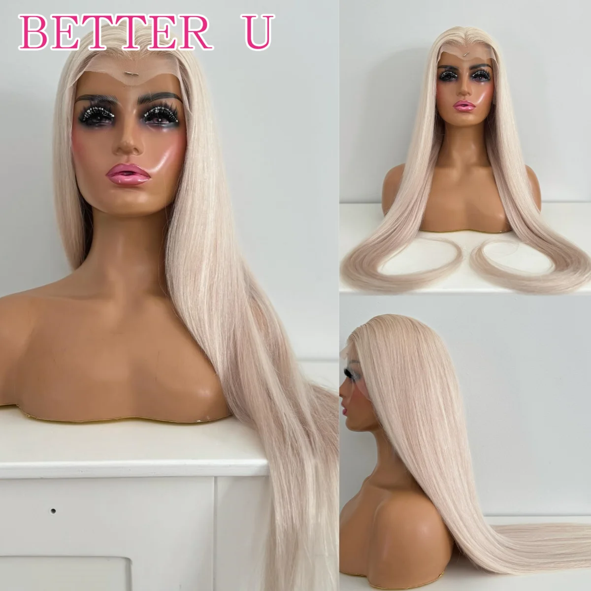 

Platinum Colored 13x6 Lace Front Wigs 100% Human Hair Pre-Plucking Brazilian Straight #60 White 13x4 Lace Frontal Wig For Women
