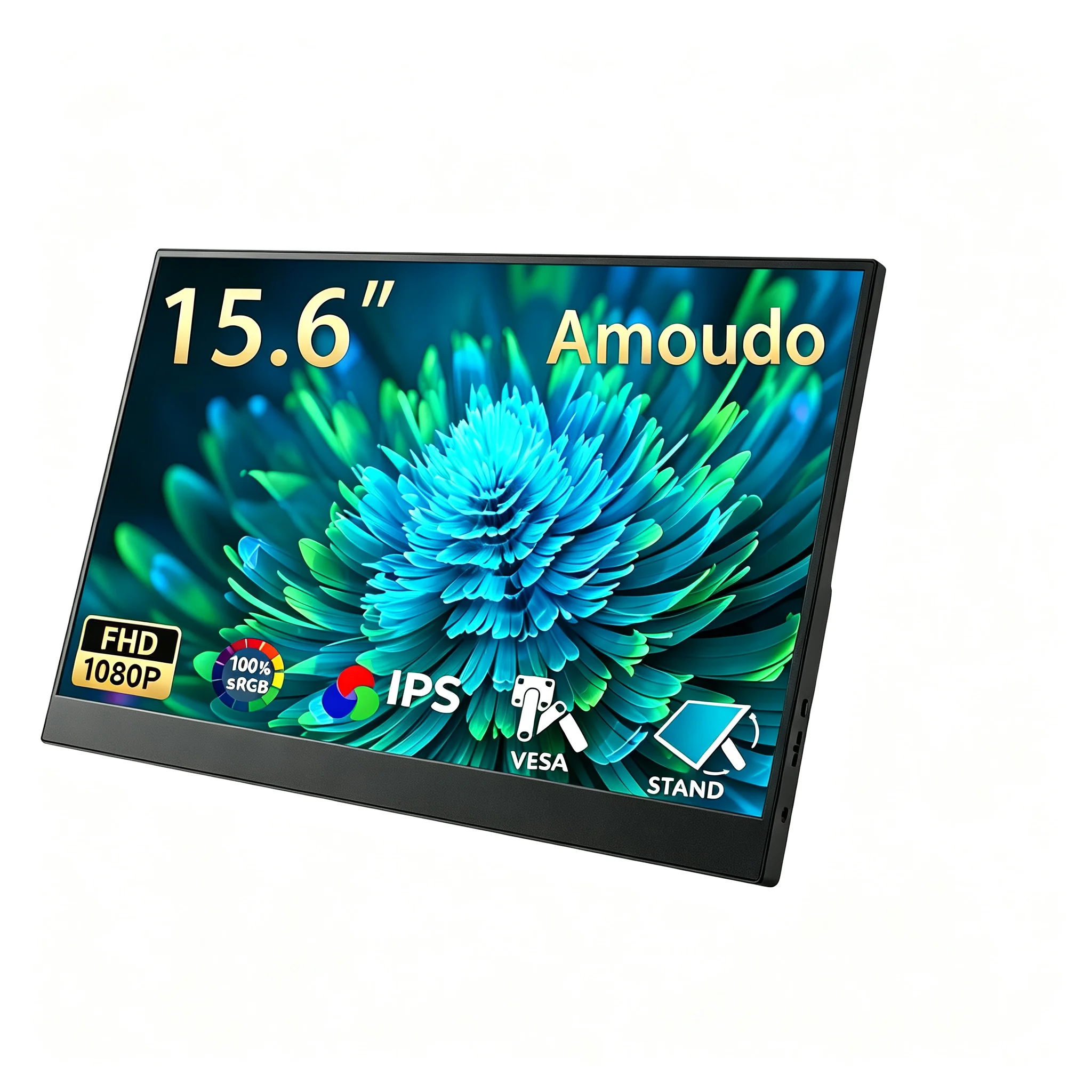 Amoudo 15.6 inch portable 1920x1080 IPS monitor with stand
