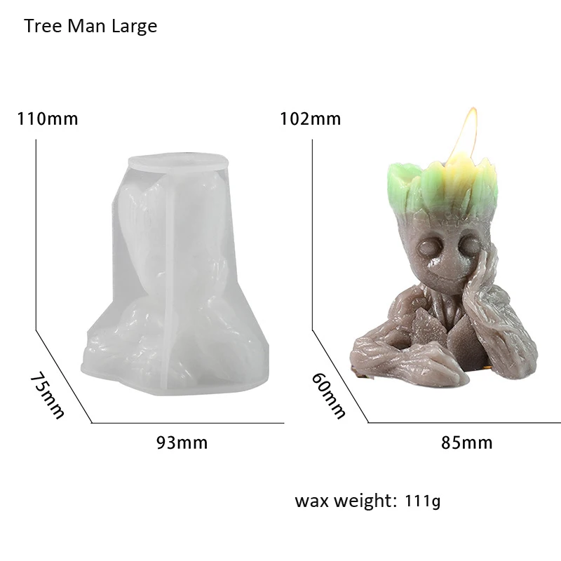 Silicone Candle Molds Smile Tree Man Silicone Mold Candle Gypsum Doll Ornament Mold DIY Hand Soap Making Tool