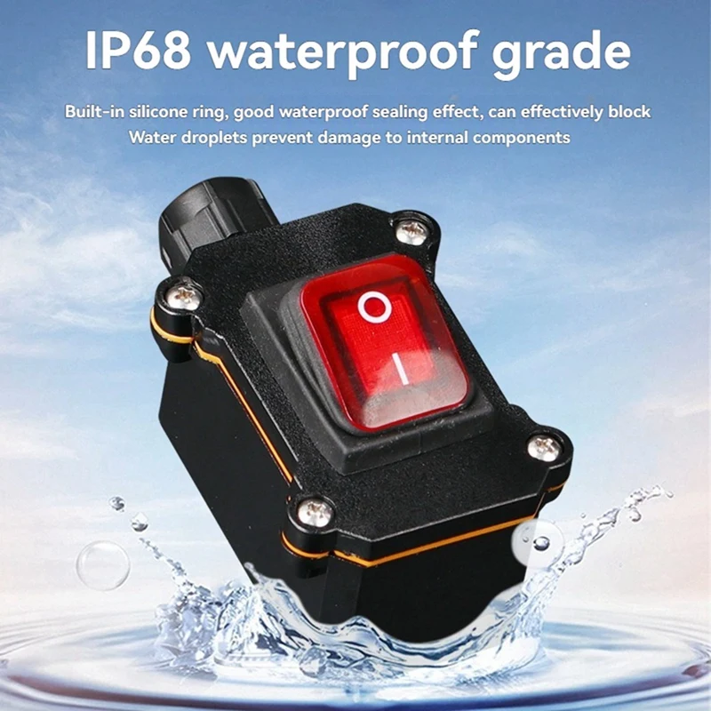 IP68 Boat Rocker Switch 12V-24V Waterproof Switch 16A High Current Power With LED Light Power Button ON/OFF