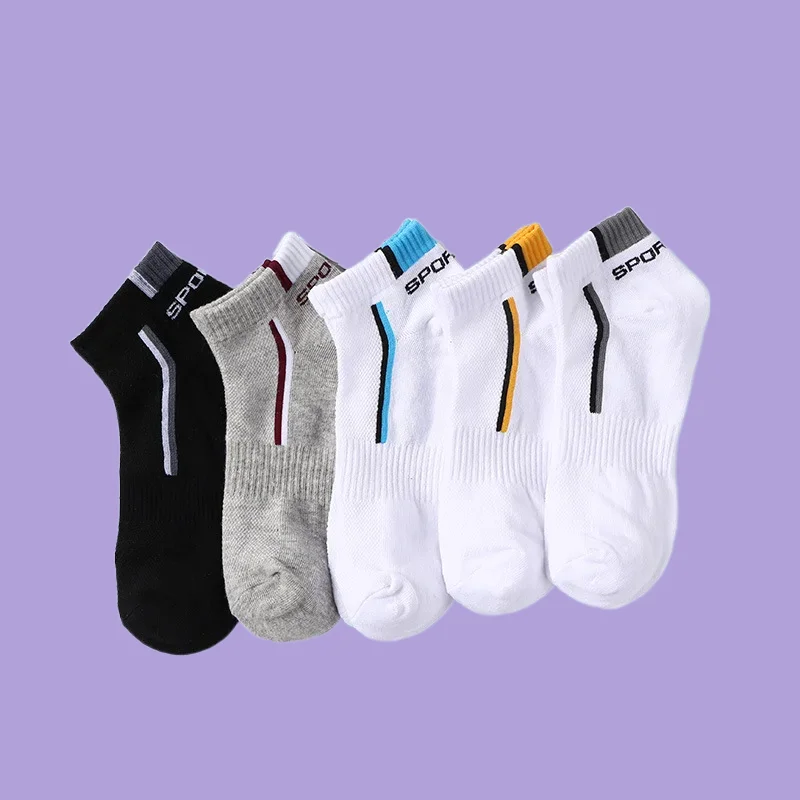 5/10 Pairs Fashion Men Ankle Socks Breathable High Quality Cotton Mesh Socks Casual Athletic Summer Thin Cut Short Sport Socks