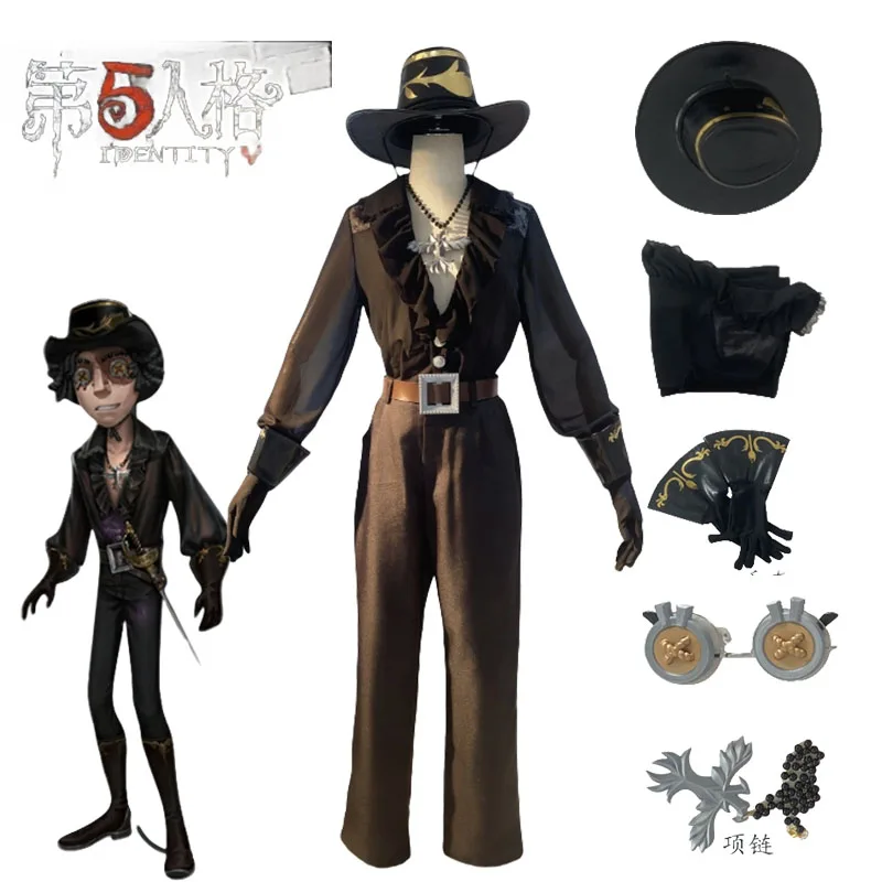 Identity V Prospector Norton Campbell Game Cosplay Costumes Survivor Black Tulip Skin Hat Uniforms Wig Set Party Clothes for Man