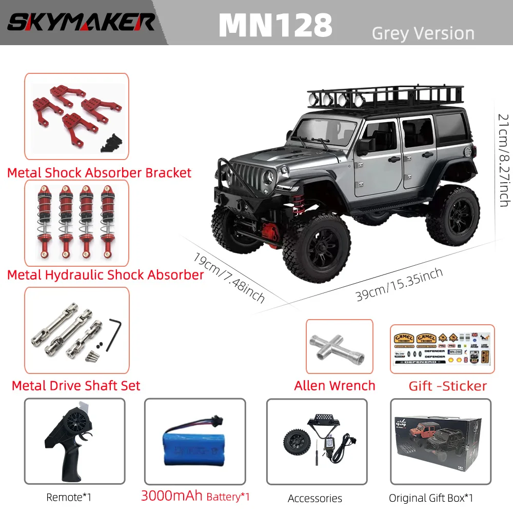 MN128 1/12 RC Car 4WD Jeep Model 2.4G Remote Control LED Light 4X4 Off Road 4WD Climbing RC Truck Electric Toy Car Gift for Boy image 3