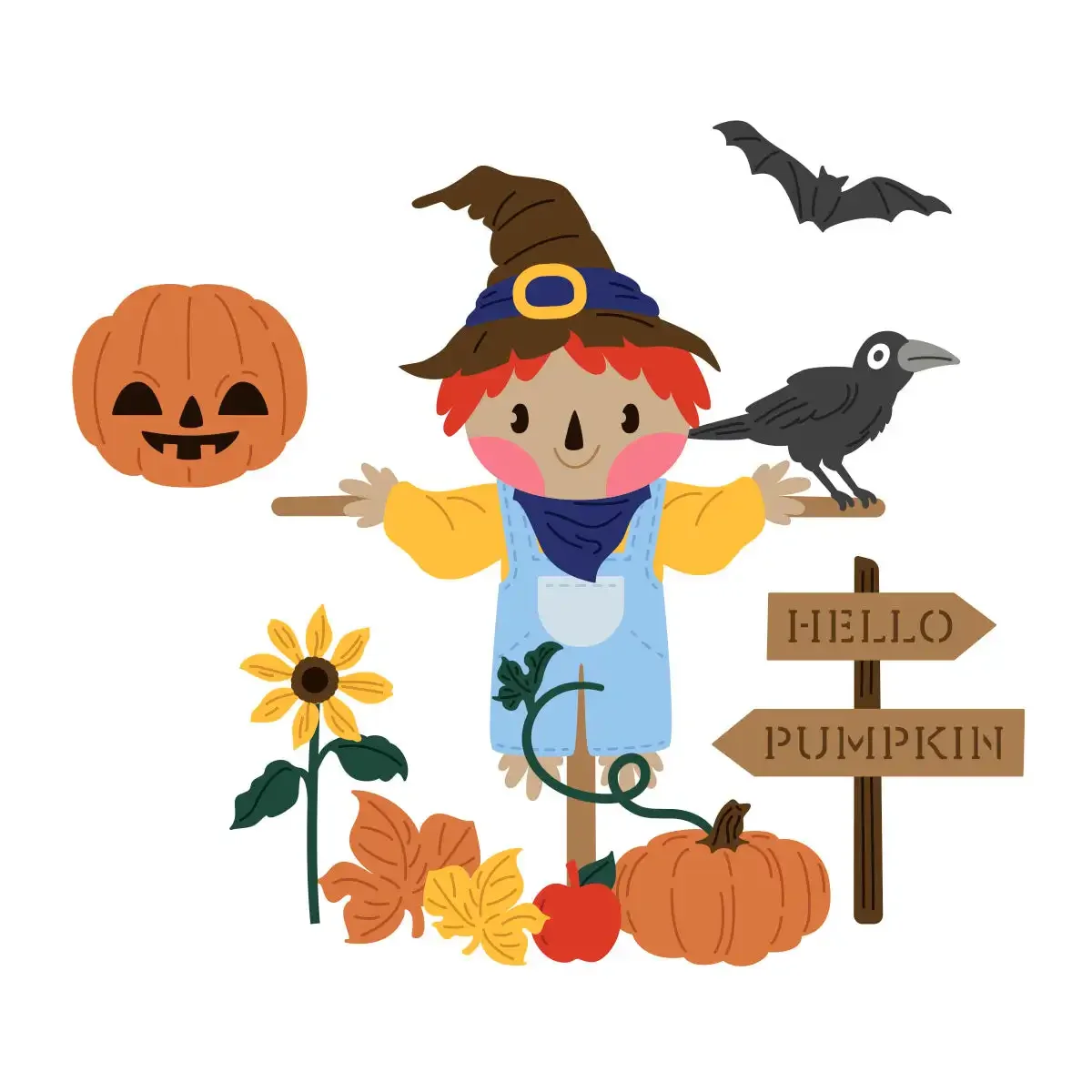 Scarecrow Pumpkin Flowers 2024 New Metal Cutting Dies Craft Embossing Make Paper Greeting Card Making Template Diy Handmade