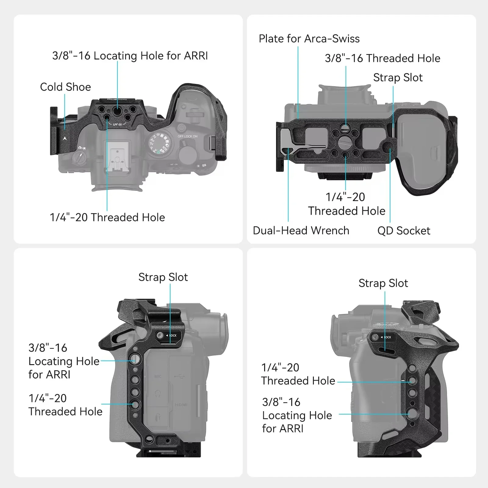 SmallRig “Black Mamba”Camera Cage for Canon EOS R6 Mark II with Multiple Mounting Points for Handle, LED,Microphone