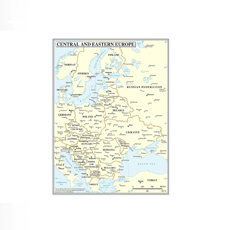 Central and Eastern Europe Political Waterways Region Map, Art Print Canvas Poster, Living Room Decor, Home Wall Picture