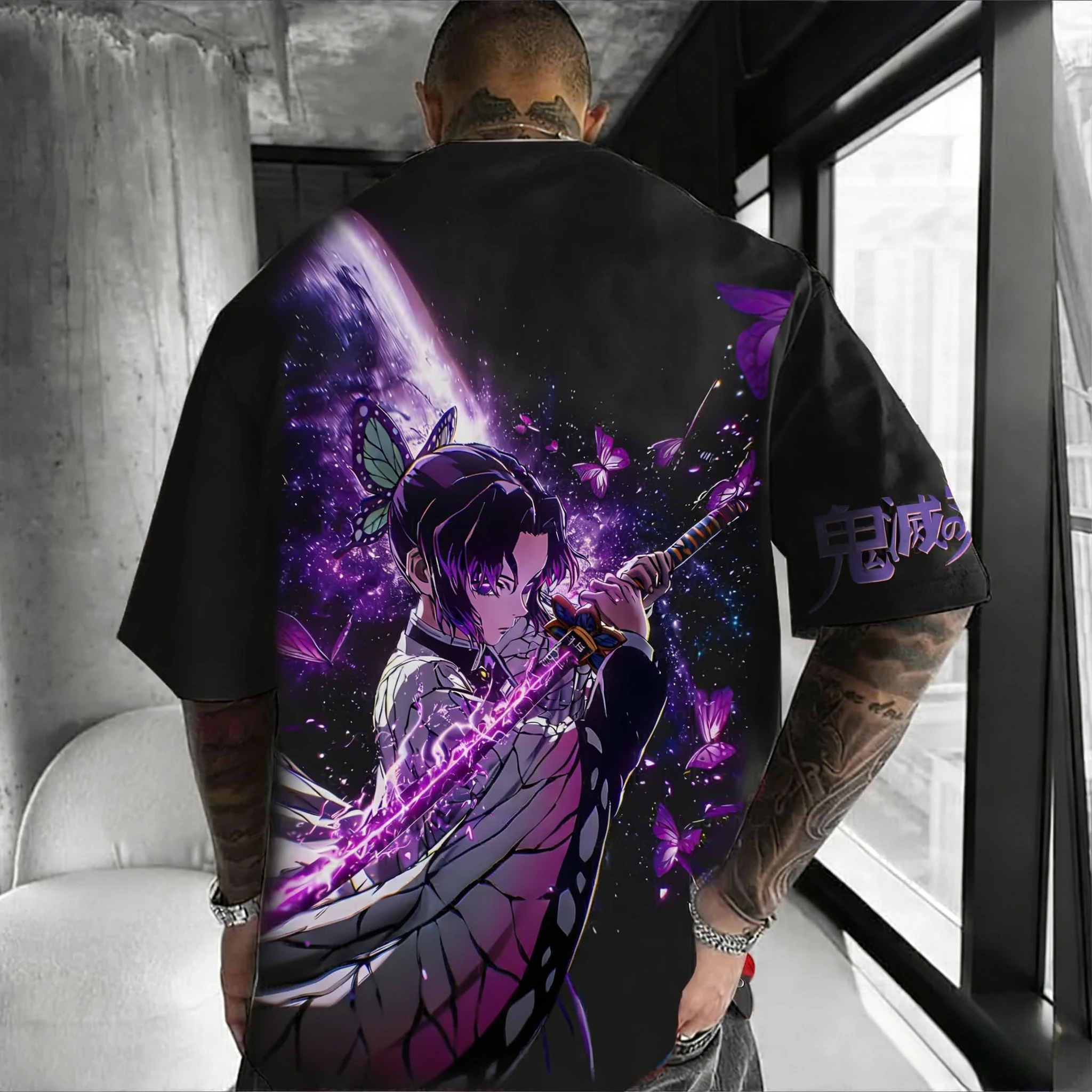Demon Slayer Männer und Frauen 2026 Sommer T-shirt Neue Anime Kochou Shinobu Gedruckt Straße Hip Hop Casual Lose Y2K Eltern kind Top