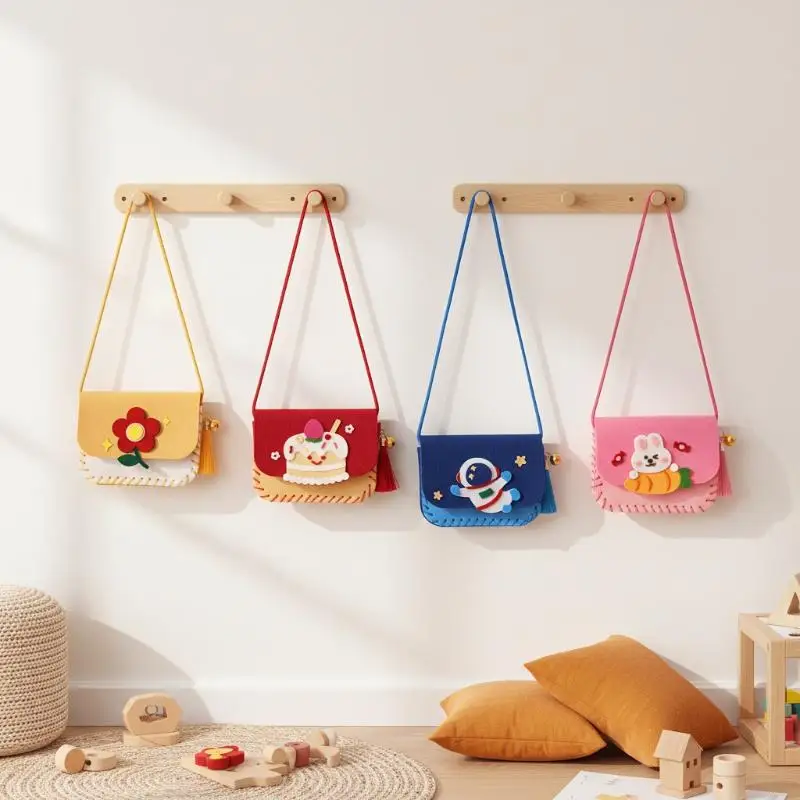 Felt Bag Making Kit for Children DIY Sewing Toy Art Craft Crossbody Bag for Kindergarten Classroom Activity view 3