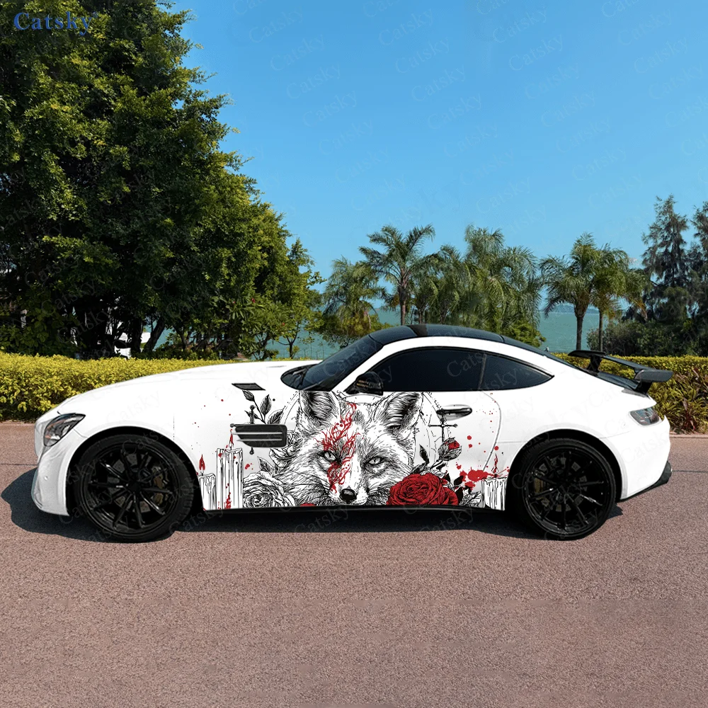 

Увлекательная лиса, брызги, боковая наклейка для автомобиля, водонепроницаемая, устойчивая к царапинам наклейка из ПВХ, защита автомобиля, автоаксессуары в подарок