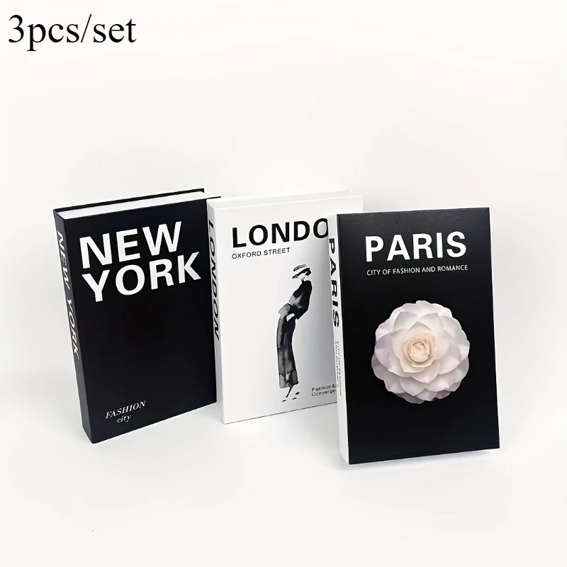 3 قطع/مجموعة ديكور كتاب محاكاة بسيط - كتب مكدسة من الورق العتيق لعرض المكتب المنزلي وقاعة العرض الديكور