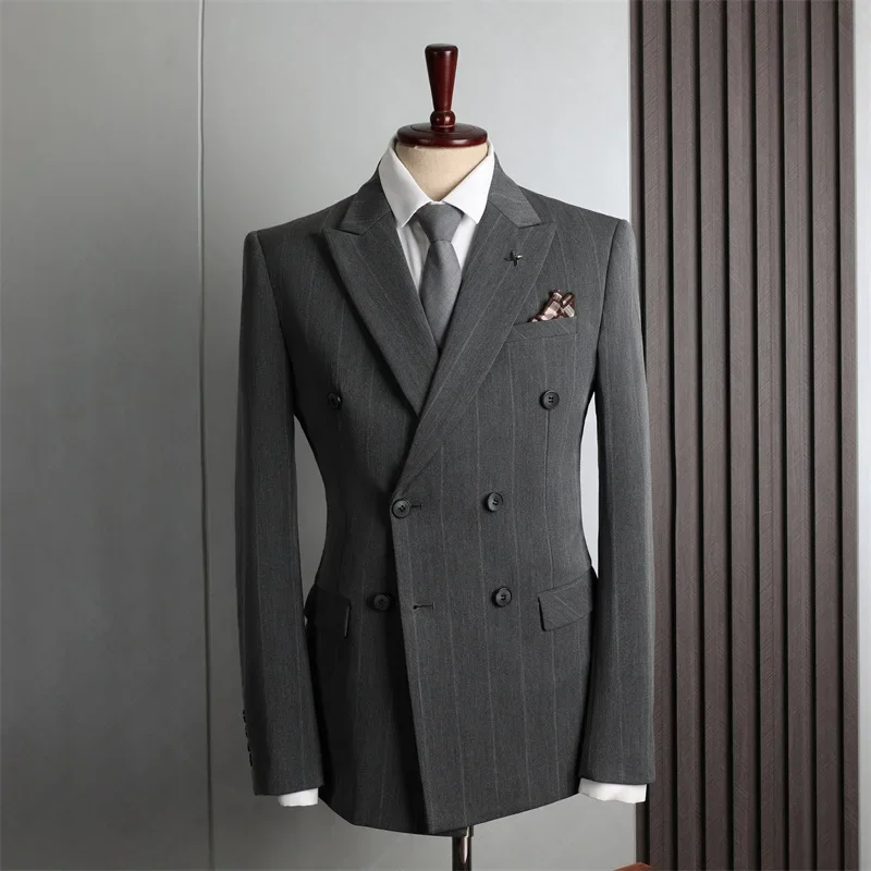 080117 Men's three-piece suit Korean style slim groomsmen suit business casual wedding suit