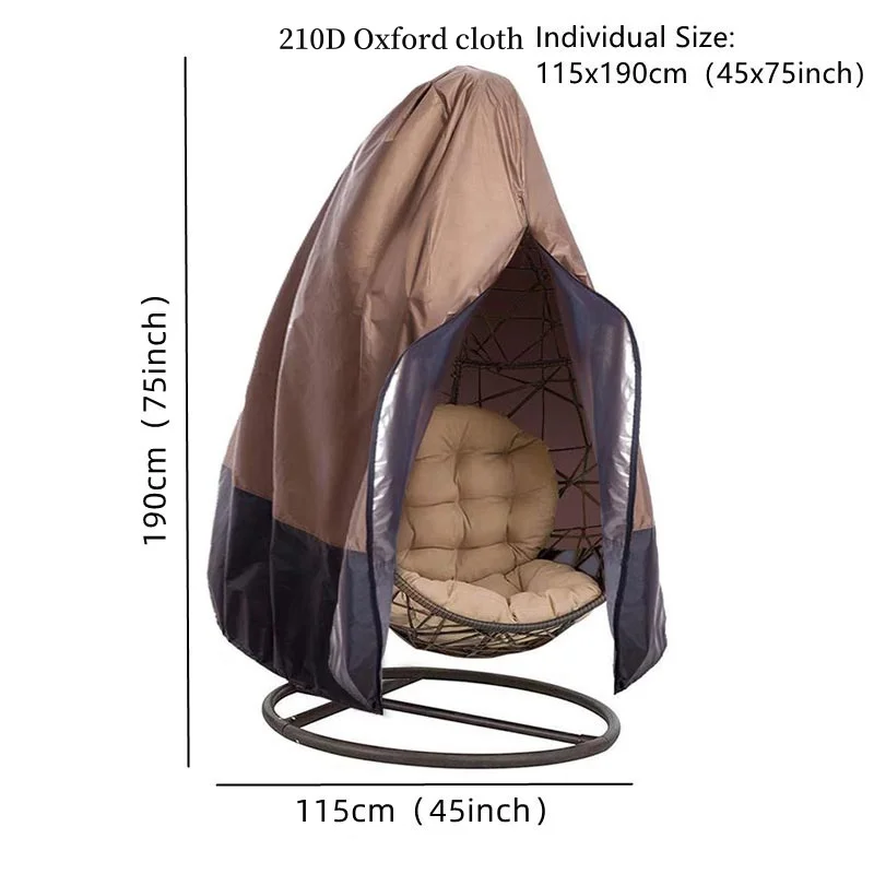 210D Hanging Egg Chair Cover with Zipper,Waterproof Anti UV Resisatant Outdoor Garden Swing Egg Chair Cover Furniture Seat Case