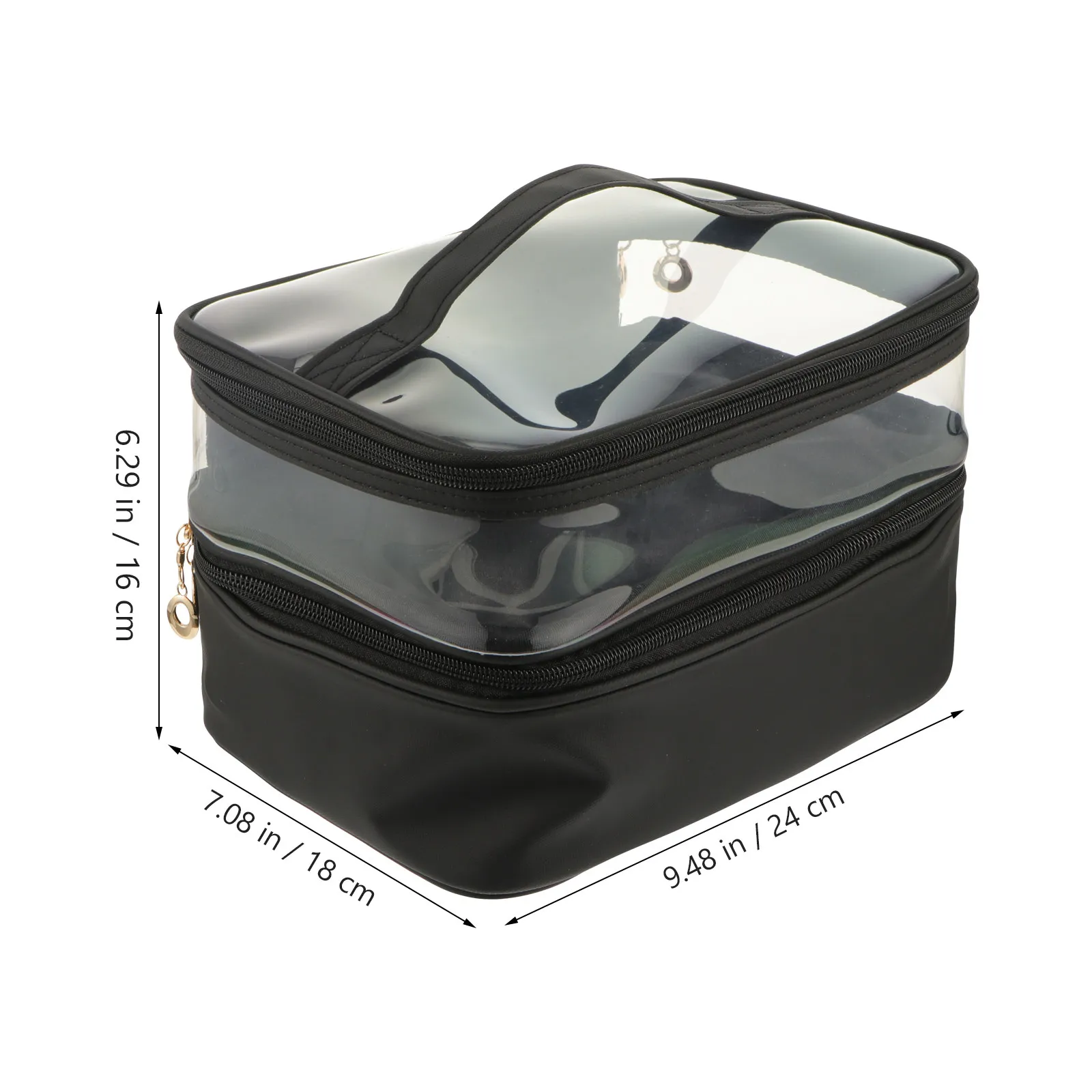 Makeup Bag Double Layer Plastic PU Lightweight Large Capacity Travel Organizer Portable Toiletry Storage Bag