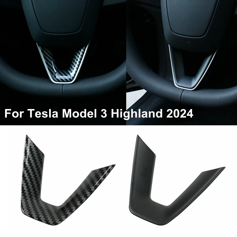 Car Steering Wheel Low Cover Plate Trim Cover For New Tesla Model 3 Highland 2024 Auto Patch Sticker Interior Modification Parts