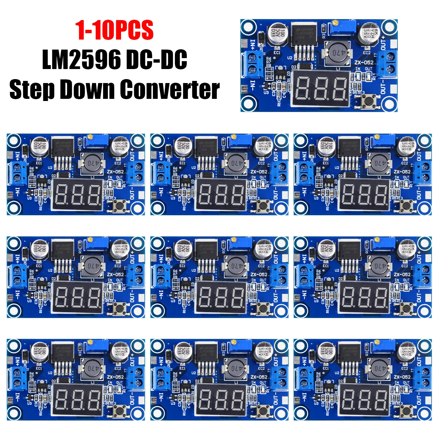 1-20PCS LM2596 Conversor DC-DC Redutor de Tensão Regulador de Voltagem com Display LED Voltímetro 4.0~40 para 1.3-37V Adaptador Buck Ajustável