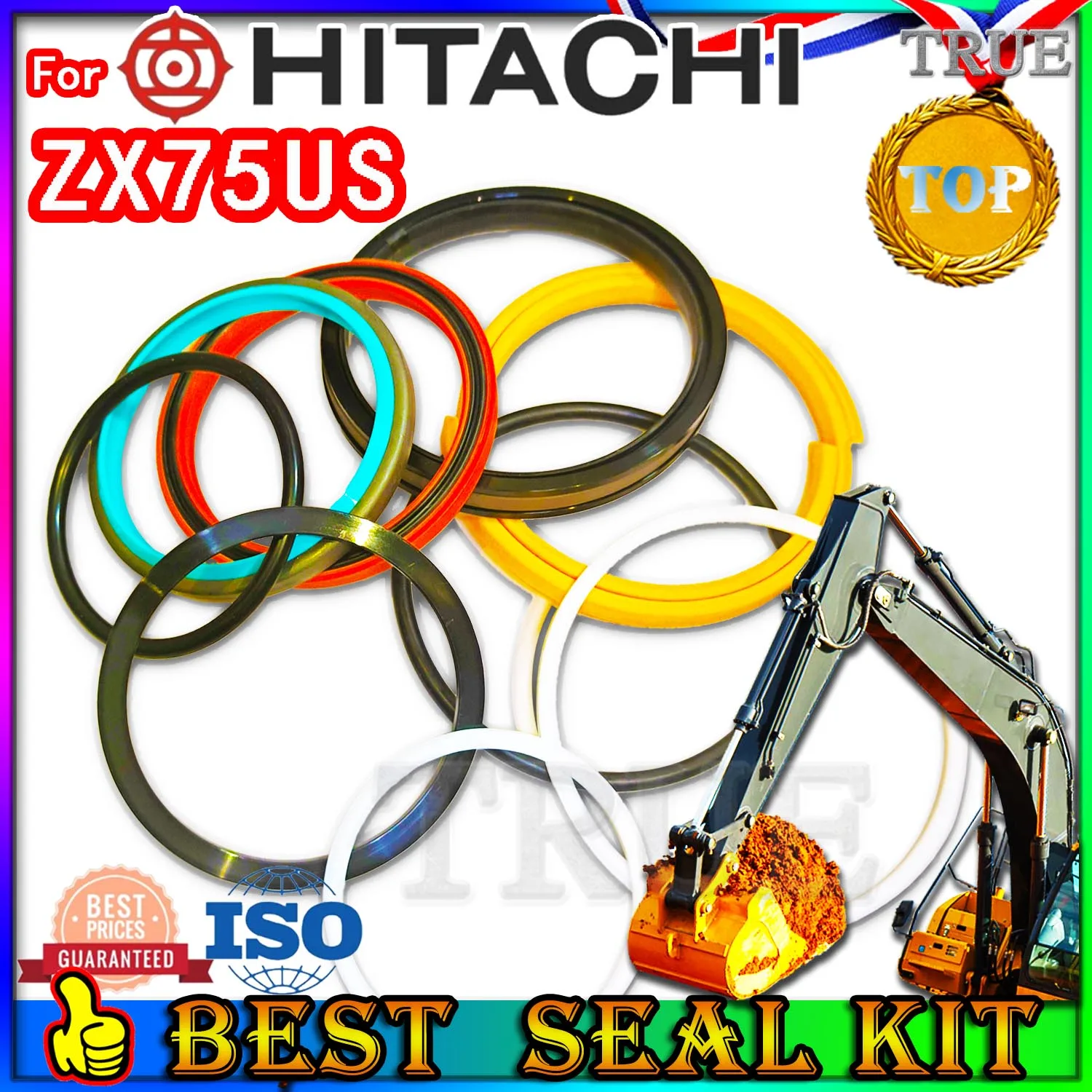 

For Hitachi ZX75US Oil Seal Repair Kit Boom Arm Bucket Excavator Hydraulic Cylinder Hit Replacement Dust Bushing FKM High Fix