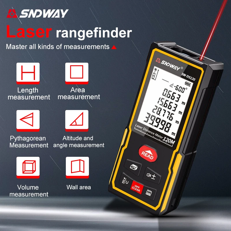 SNDWAY Laser Distance Meter - Indoor Red Light Distance Measuring Digital Distance Meter - Digital Distance Measuring Tool