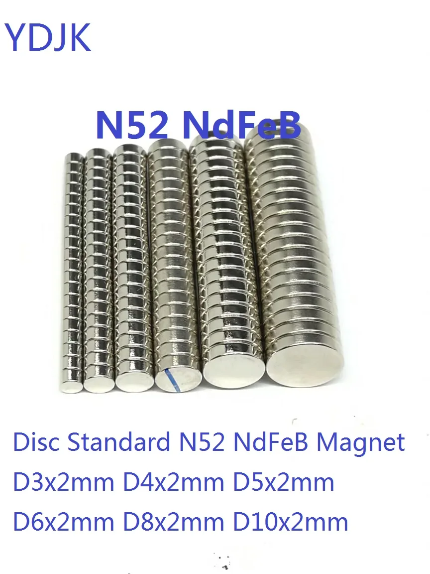10 50PCS/LOT Disc Standard N52 NdFeB Magnet 3*2 4*2 5*2 6*2 8*2 10*2 Strong Permanent Neodymium Magnets 3x2 4x2 5x2 6x2 8x2 10x2