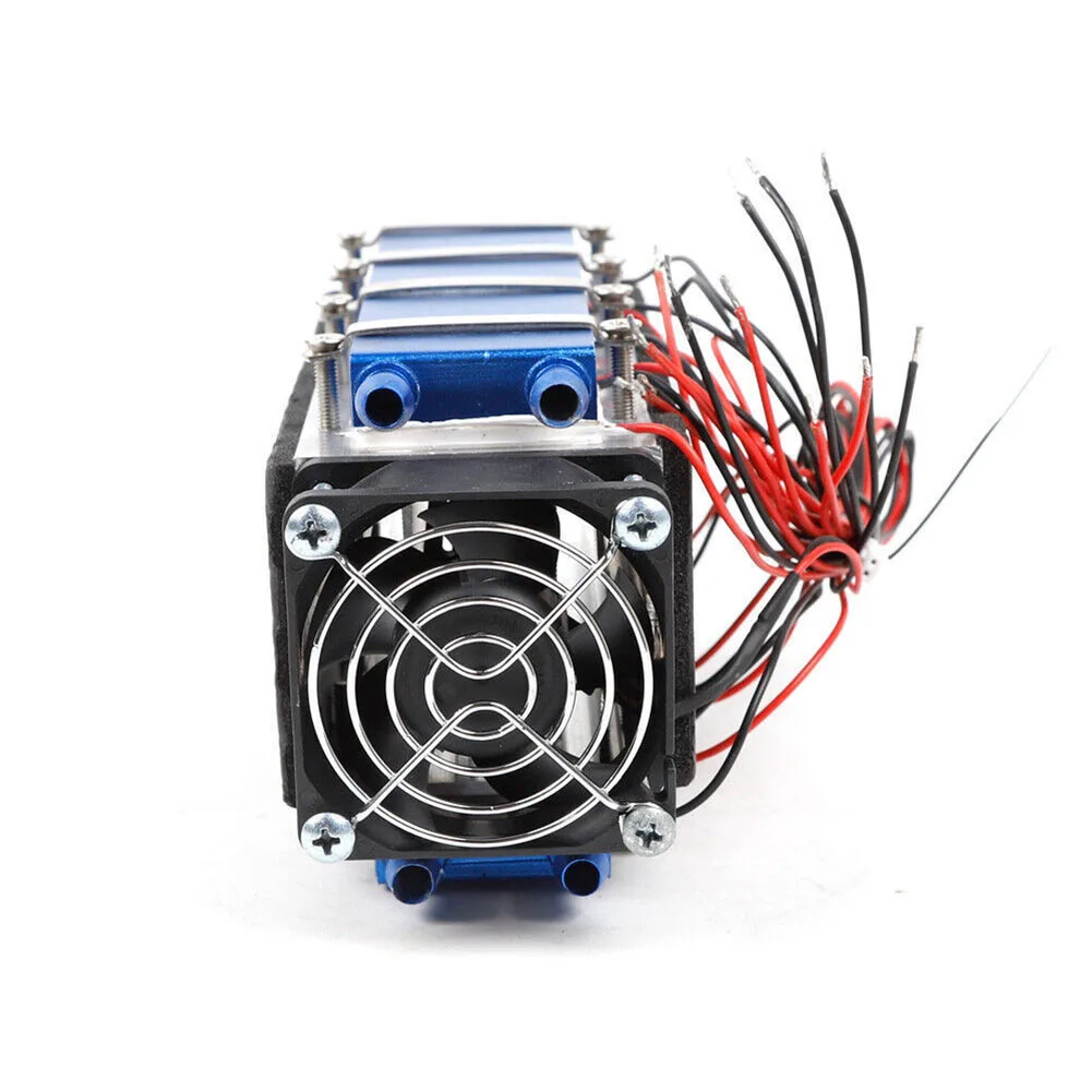 

DIY Peltier Cooler Air Conditioner 576W 5m Water Pipe 8 Chip Cooling Fan Easy To Install Protective Mesh Cover