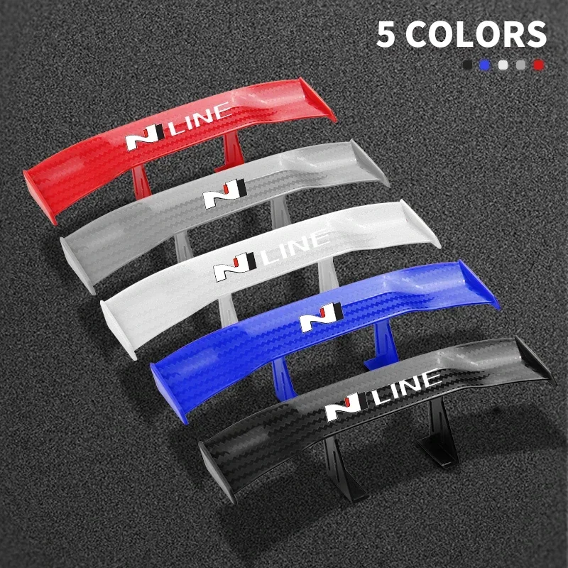 Carbon Look Car Rear Spoiler Mini Wings Small Model Decoration Accessories For N N LINE Elantra I30 I20 Veloster Fastback NX4 - view 2