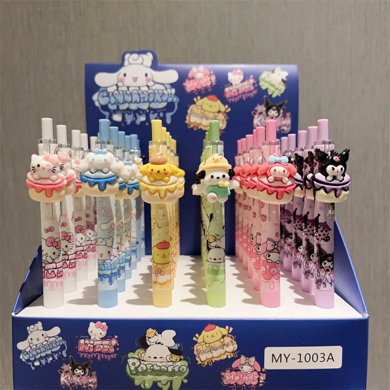 36 pcs/lot Sanrio Kawaii Animal Press Gel Pen Cute 0.5mm Black Ink Neutral Pens Promotional Gift Office School Supplies