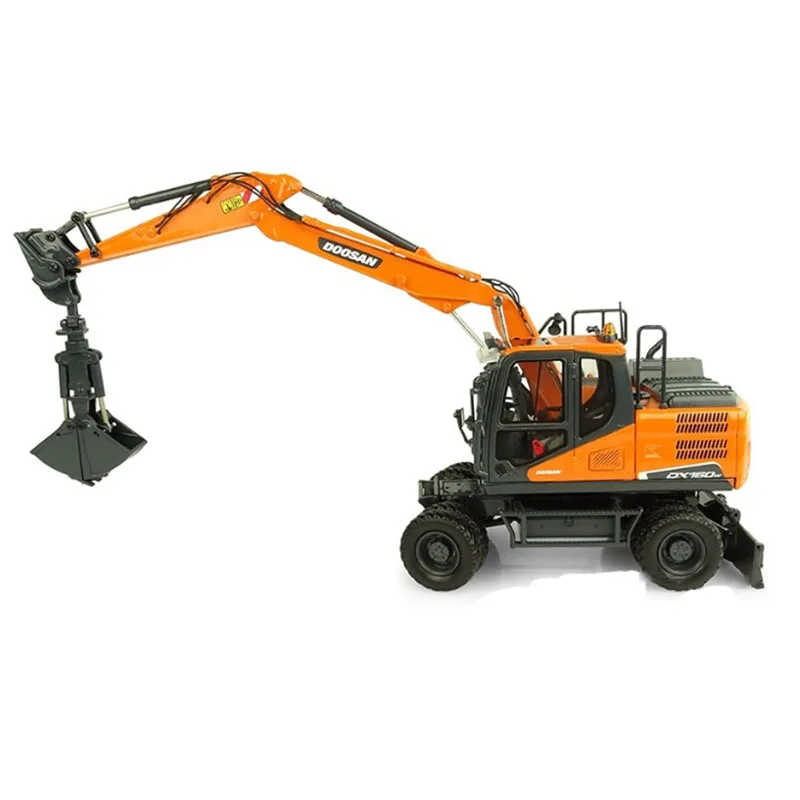 Diecast 1:50 Scale Doosan DX160W Wheeled Excavator Alloy Engineering Vehicle Model Collection Souvenir Ornaments Display