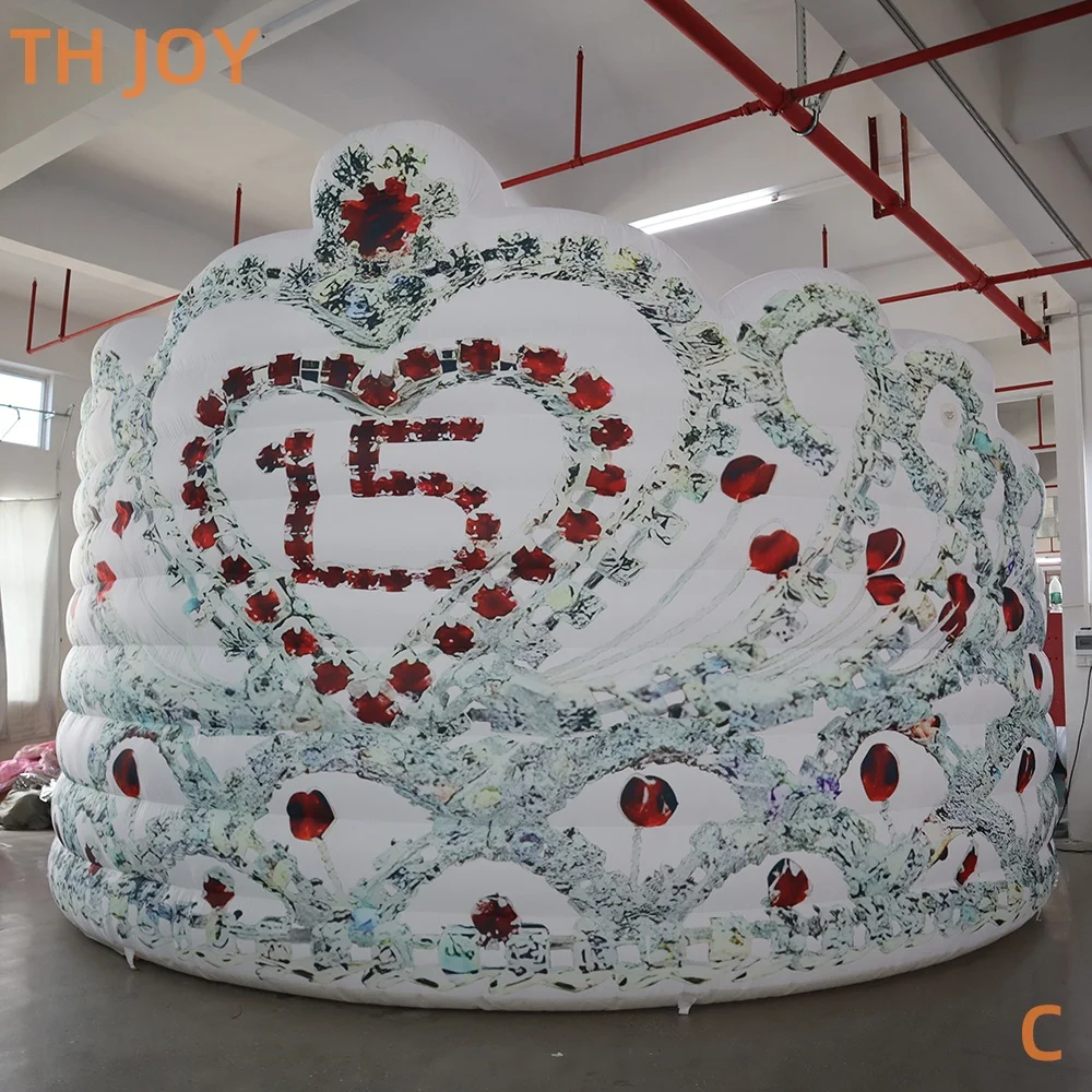 

fast air ship to door, 6m Giant Inflatable Crown Model for Advertising, party celebrate inflatable crown balloon with LED light