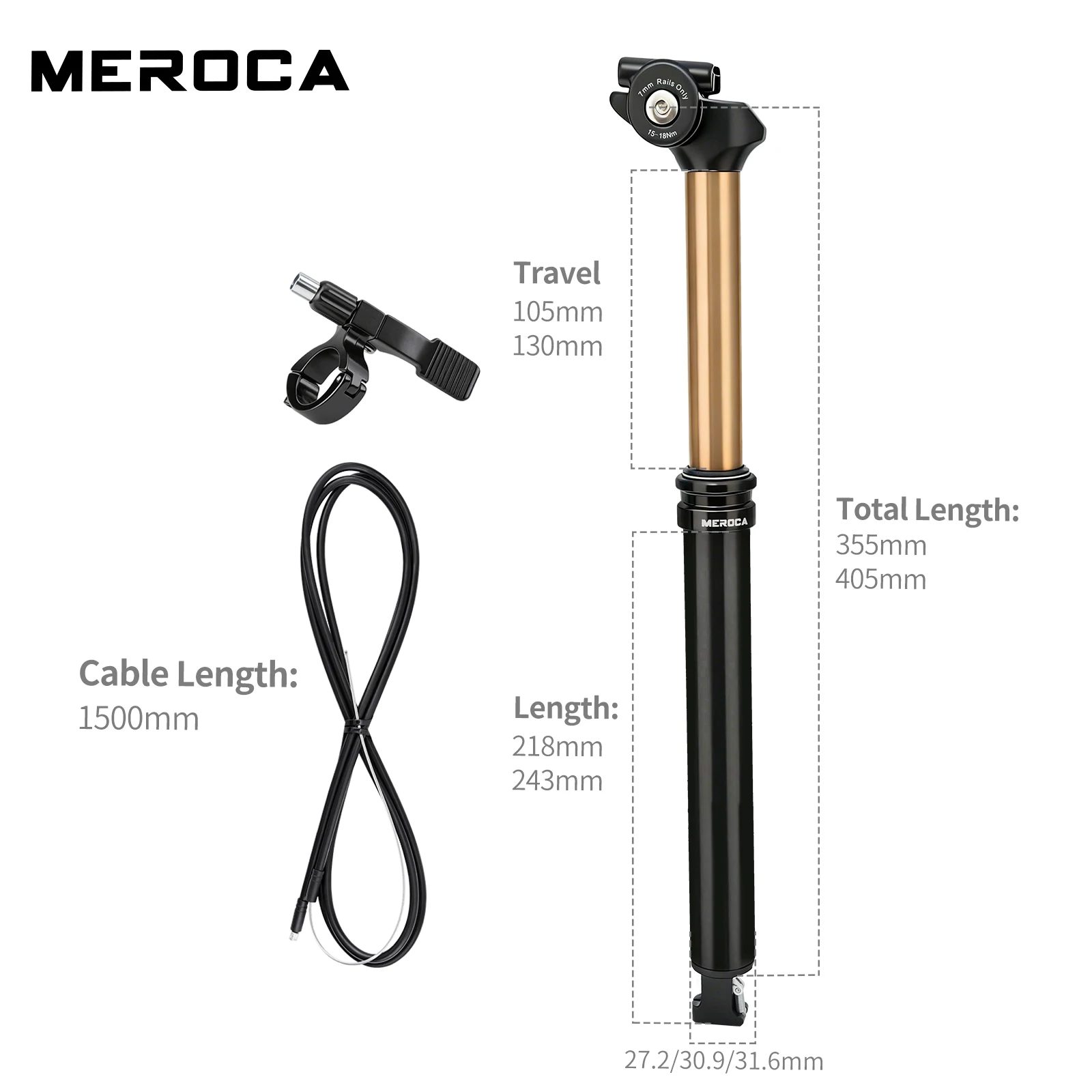 MEROCA Bike Dropper Seatpost 27.2mm 30.9mm 31.6mm