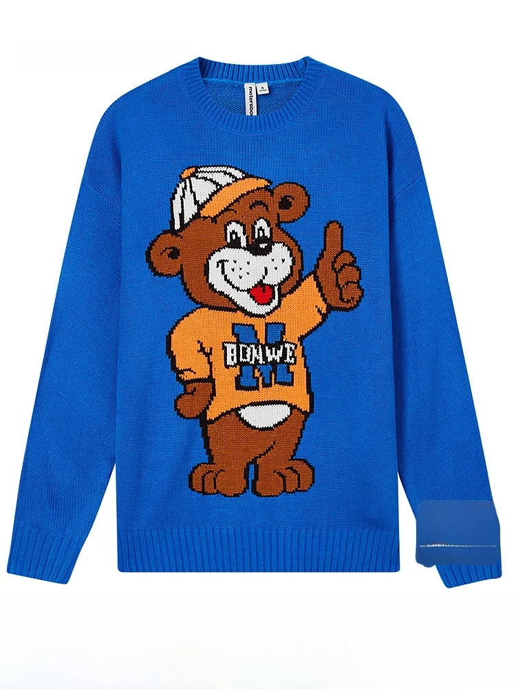

Meters Bonwe Men's Knitted Sweater Cartoon Bear Fun Pattern Design Embroidery Youthful Vitali Street Sle Long Sve Crew...