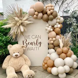 Baby Shower Balloons Garland Nutural Boho Sand Apricot Brown Khaki Balloon Arch for Birthday We can Bearly Wait Baby Shower Deco