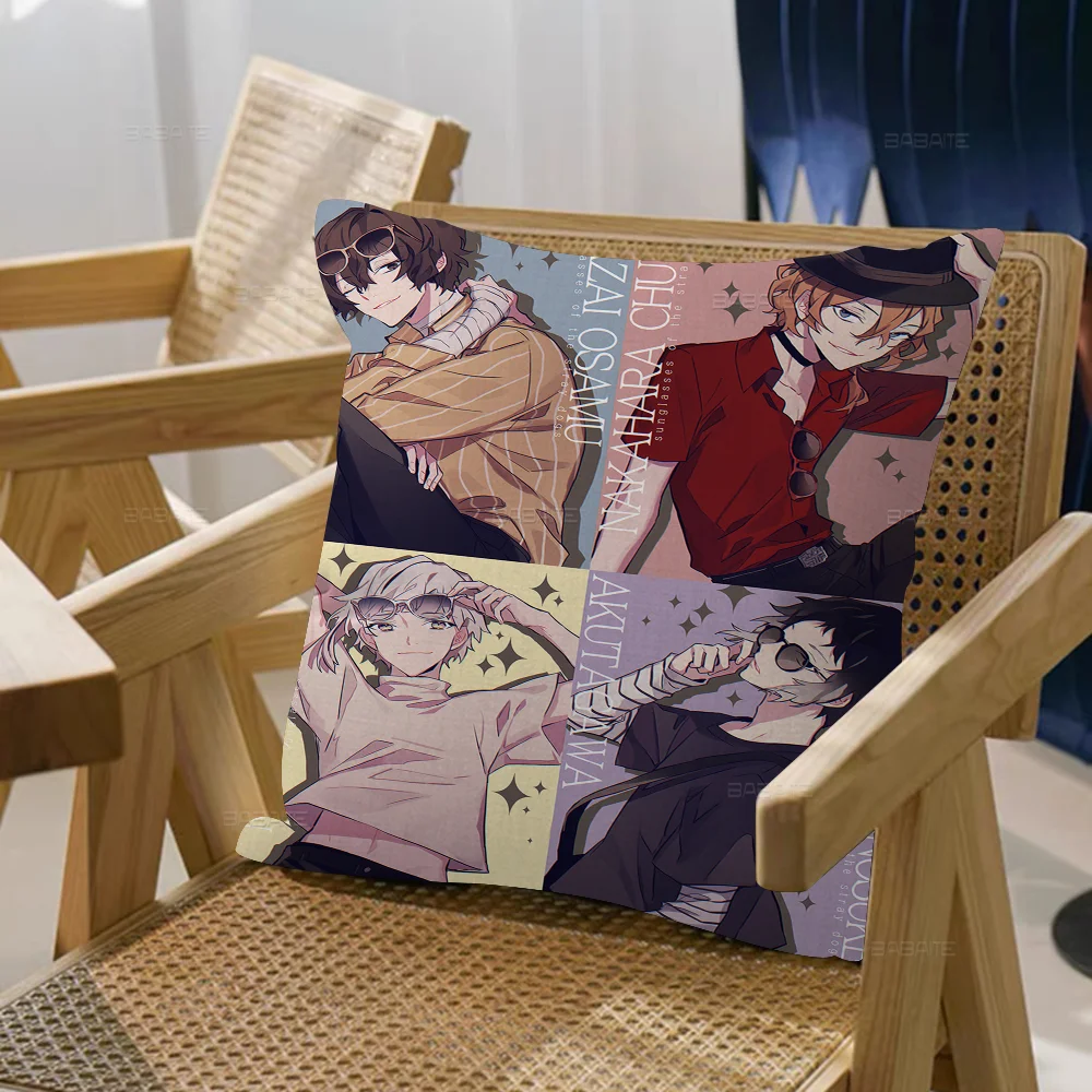 Bungou Stray Dogs Pillow Cushion Cover Pillowcase Living Room Sofa Home Decor Customized