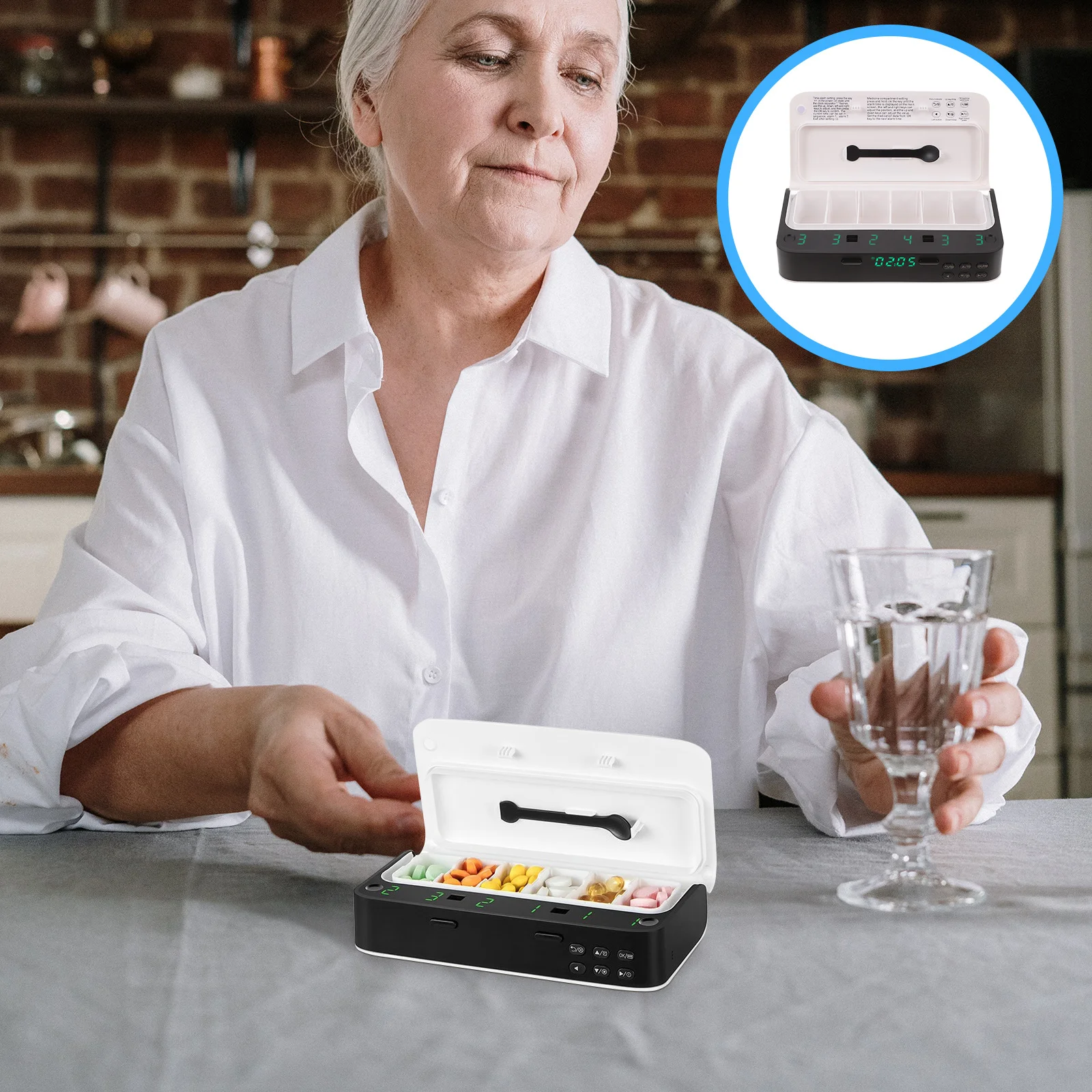 

1 шт., умная коробка для таблеток, органайзер для электронных лекарств с напоминанием о дозе, портативный дорожный контейнер для пожилых людей, высококачественный, без BPA