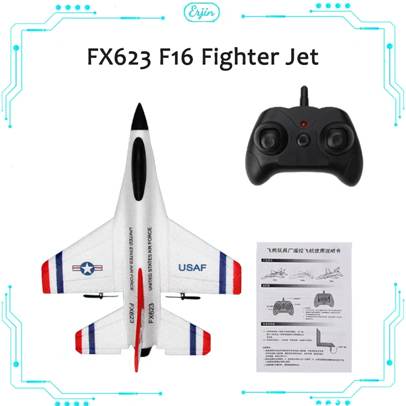 New Fx623 Remote Control Aircraft Two Channel F16 Fighter Fixed Wing Foam Aircraft Model Glider