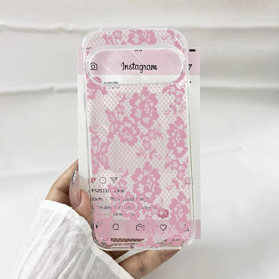 Fashion Black Lace Phone Case For Google Pixel 9 10 Pro XL 8 Pro 6 7 7A 8A 5G Floral Pattern Clear Soft TPU Protective Cover Bag - view 3