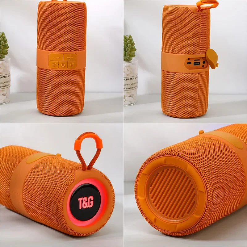 مكبر صوت لاسلكي محمول يعمل بالبلوتوث من القماش TG671 يدعم بطاقة FM/TF/قرص USB مكبر صوت مناسب للهدايا مشغل موسيقى متعدد الألوان