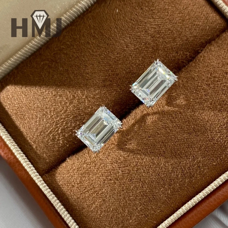 Wholesale Ear Stud Earring Moissanite Diamond 925 Sterling Silver Emerald Cut Round Oval Shape Charms High-quality Classical - view 4