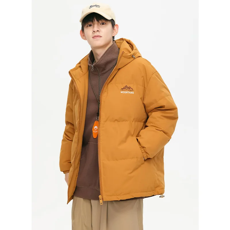 Men Winter Jacket Japanese Hooded Down Jacket American Thicken Keep Warm White Duck Down Bread Service Couple Coats Loose