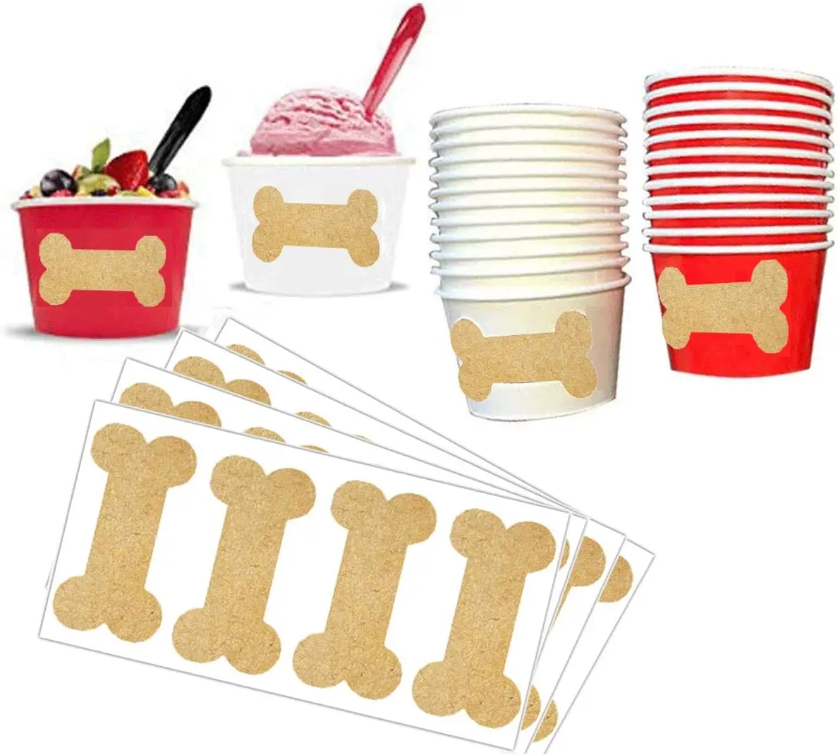 Крафт-этикетки из собачьей кости, 2,75x1,5 дюйма, настенный декор, украшения для вечеринки в виде собаки, наклейки на стену для детей, украшение комнаты для мальчиков и девочек, 120 шт.