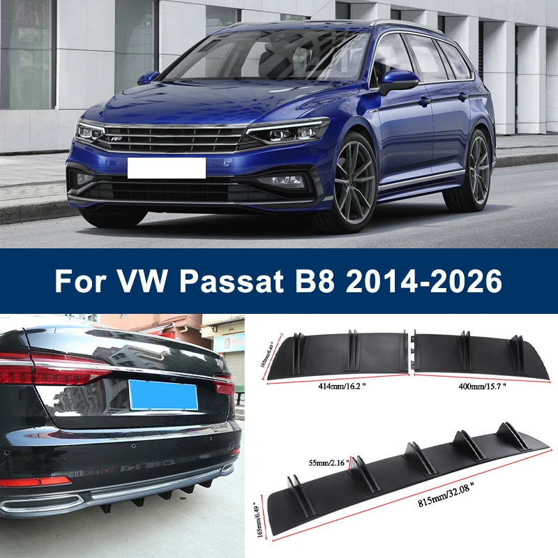 

2-Segment Shark Fin Rear Diffuser For Volkswagen VW Passat B8 2014-2026 Rear Bumper Lip Splitter Chassis Spoiler Tuning Parts